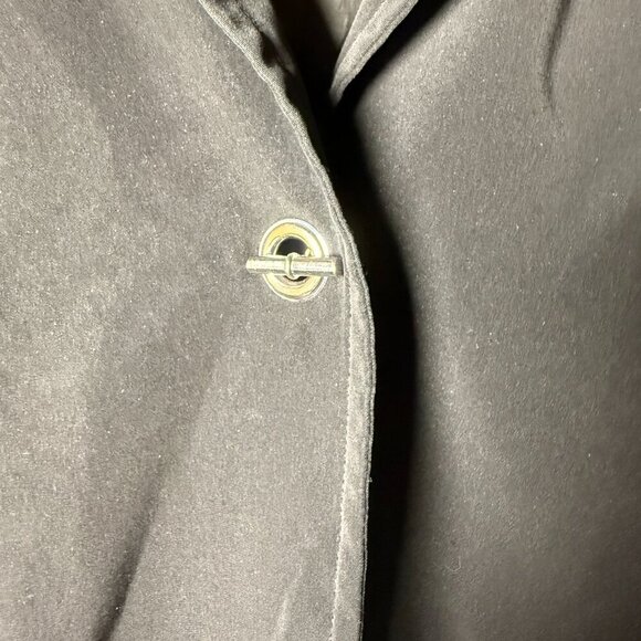 London Fog Black Toggle Trench Coat Removable Hood Size Medium - Picture 9 of 9